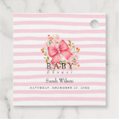 Pink Bow Floral Waterverf baby shower Bedankjes Labels (Achterkant)