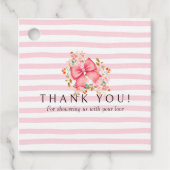 Pink Bow Floral Waterverf baby shower Bedankjes Labels (Voorkant)