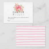 Pink Bow Floral waterverf baby shower Informatiekaartje (Voorkant / Achterkant)