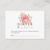 Pink Bow Floral waterverf baby shower Informatiekaartje (Voorkant)