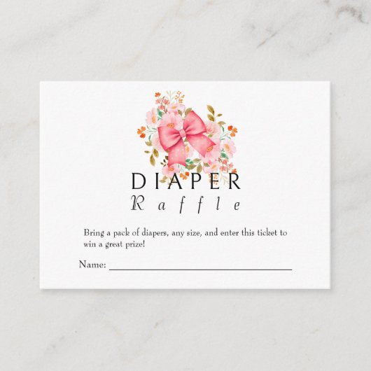 Pink Bow Floral waterverf baby shower Informatiekaartje (Voorkant)
