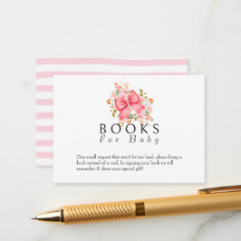 Pink Bow Floral waterverf baby shower Informatiekaartje
