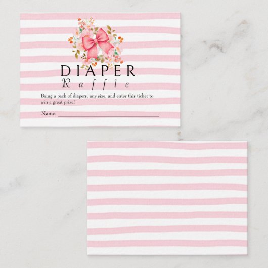 Pink Bow Floral waterverf baby shower Informatiekaartje (Voorkant / Achterkant)