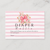 Pink Bow Floral waterverf baby shower Informatiekaartje (Voorkant)