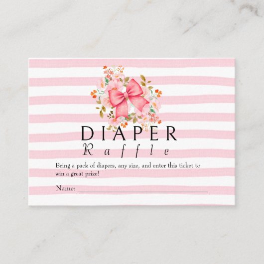 Pink Bow Floral waterverf baby shower Informatiekaartje (Voorkant)
