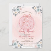 Pink Bow Floral Waterverf Baby shower Kaart (Voorkant)