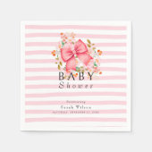 Pink Bow Floral waterverf baby shower Servet (Voorkant)