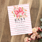 Pink Bow Floral waterverf baby shower uitnodiging