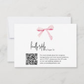 Pink Bow floral Wedding digital RSVP Card Qr code Kaart (Voorkant)