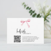 Pink Bow floral Wedding digital RSVP Card Qr code Kaart (Staand voorkant)