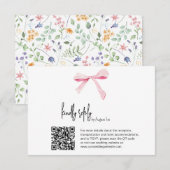 Pink Bow floral Wedding digital RSVP Card Qr code Kaart (Voorkant / Achterkant)