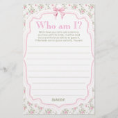 Pink Bow Floral Wie ben ik Vrijgezellenfeest Game  (Voorkant)