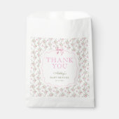 Pink Bow  Flowers Baby shower Dank u Bedankzakje (Voorkant)