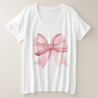 Pink Bow for Women Grote Maat T-shirt