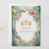 Pink Bow Forest Sage Green Dress Flower Mis Quince Kaart (Achterkant)