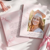 Pink Bow Foto Afstuderen Bedankkaart