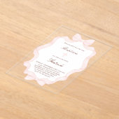  pink bow frame Baptism  Acryl Uitnodigingen (Laagn)