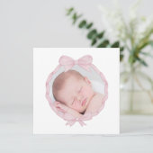 pink bow frame Baptism small thank you card Feestdagenkaart (Staand voorkant)