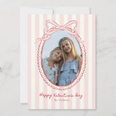 Pink Bow Frame Valentine’s Day Photo Card Kaart (Voorkant)