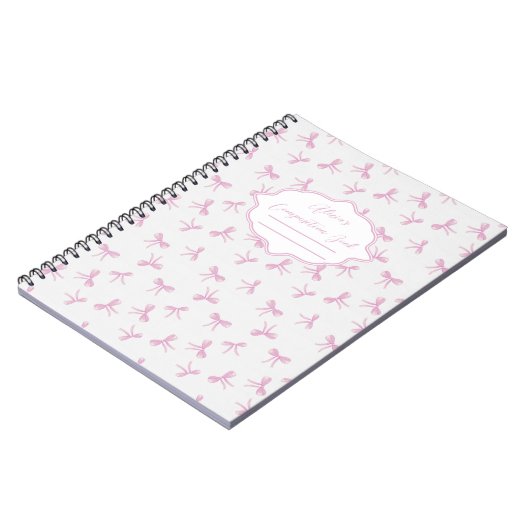 Pink bow Frilly Coquette Personalized Composition Notitieboek (Linkerzijde)