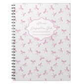 Pink bow Frilly Coquette Personalized Composition Notitieboek (Voorkant)