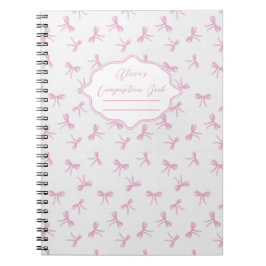 Pink bow Frilly Coquette Personalized Composition Notitieboek