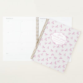 Pink bow Frilly Coquette personalized yearly Planner