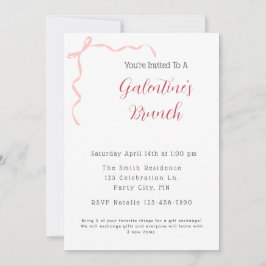 Pink Bow Galentine's Brunch Uitnodiging