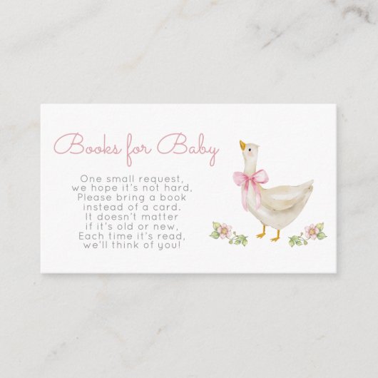 Pink Bow Gekke gans Boeken voor baby ticket Informatiekaartje (Voorkant)