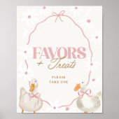 Pink Bow Gekke Goose Coquette Favors & Treats Sign Poster (Voorkant)