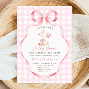 Pink Bow Gekke Goose Girl Baby shower Uitnodiging