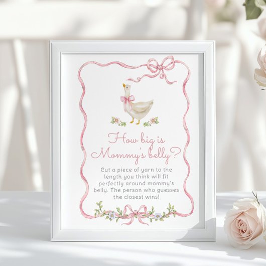 Pink Bow Gekke Goose Hoe groot is mommys buik Poster