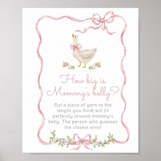 Pink Bow Gekke Goose Hoe groot is mommys buik Poster (Voorkant)