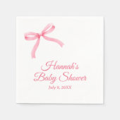 Pink Bow gepersonaliseerd script Baby shower serve Servet (Voorkant)