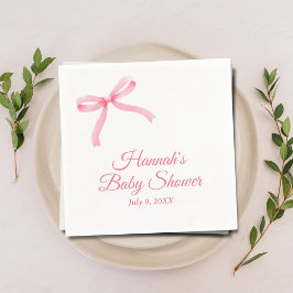 Pink Bow gepersonaliseerd script Baby shower serve Servet