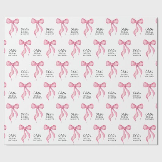Pink Bow gepersonaliseerd Vrijgezellenfeest Cadeaupapier (Vlak)