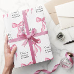 Pink Bow gepersonaliseerd Vrijgezellenfeest Cadeaupapier<br><div class="desc">Roze strik gepersonaliseerd Vrijgezellenfeest inpakpapier. Perfect voor de hippe "She's tying the knot" feestthema's. Personaliseer met de naam en het evenement van de aanstaande bruid. © Kimbellished,  LLC</div>