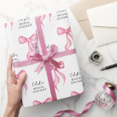 Pink Bow gepersonaliseerd Vrijgezellenfeest Cadeaupapier