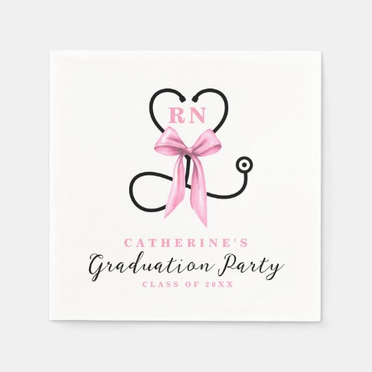 Pink Bow geregistreerd verpleegkundige Afstuderen Servet (Voorkant)