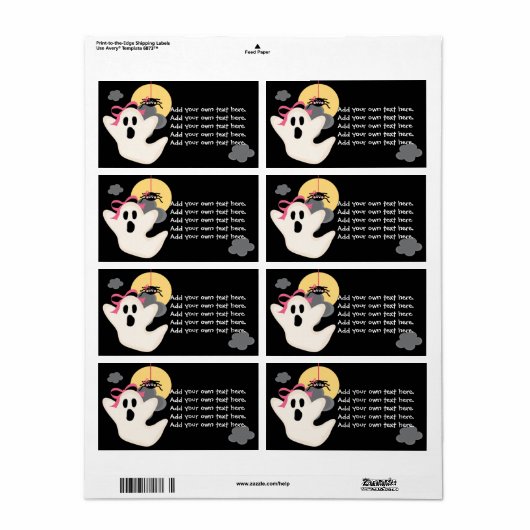 Pink Bow Ghost Spin Labels (Full Sheet)