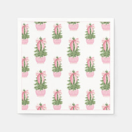 Pink Bow Ginger Jar Christmas Tree Servet