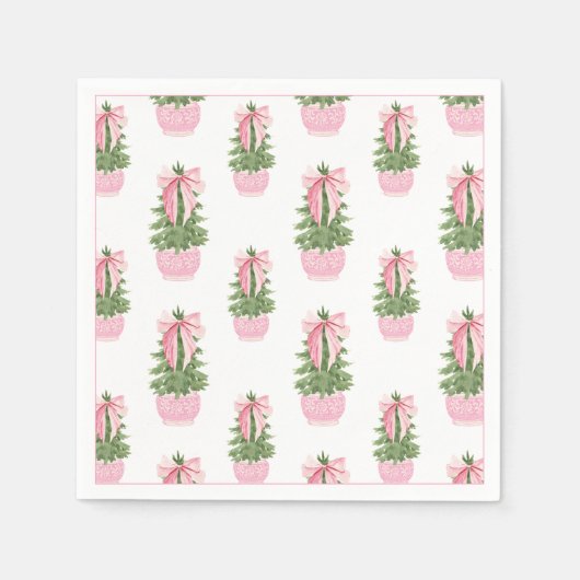 Pink Bow Ginger Jar Christmas Tree Servet (Voorkant)