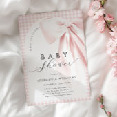 Pink Bow Gingham Arch Baby shower Uitnodiging