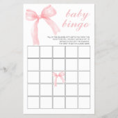 Pink Bow Gingham Baby shower Bingo Flyer (Voorkant)