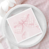 Pink Bow Gingham-Baby shower Servet