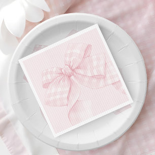 Pink Bow Gingham-Baby shower Servet