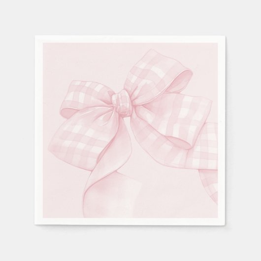 Pink Bow Gingham-Baby shower Servet (Voorkant)