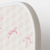 Pink Bow Gingham gepersonaliseerde naam Pickleball Paddle (Links Detail)