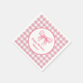 Pink Bow Gingham Napkin Servet (Hoek)