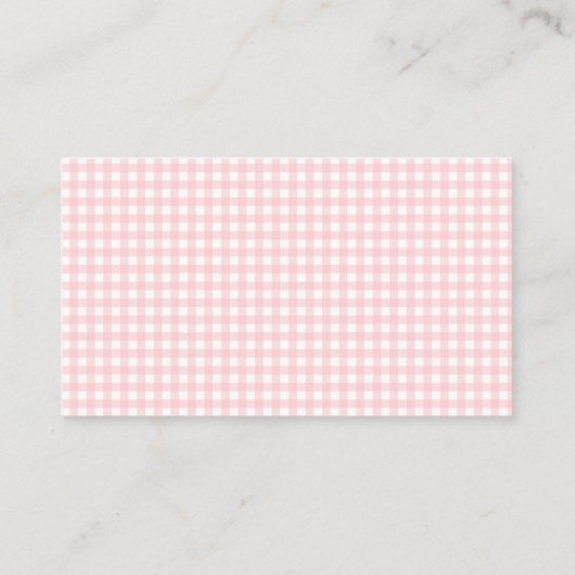 Pink Bow Gingham Sweet Baby Girl Douche Dank u Informatiekaartje (Achterkant)